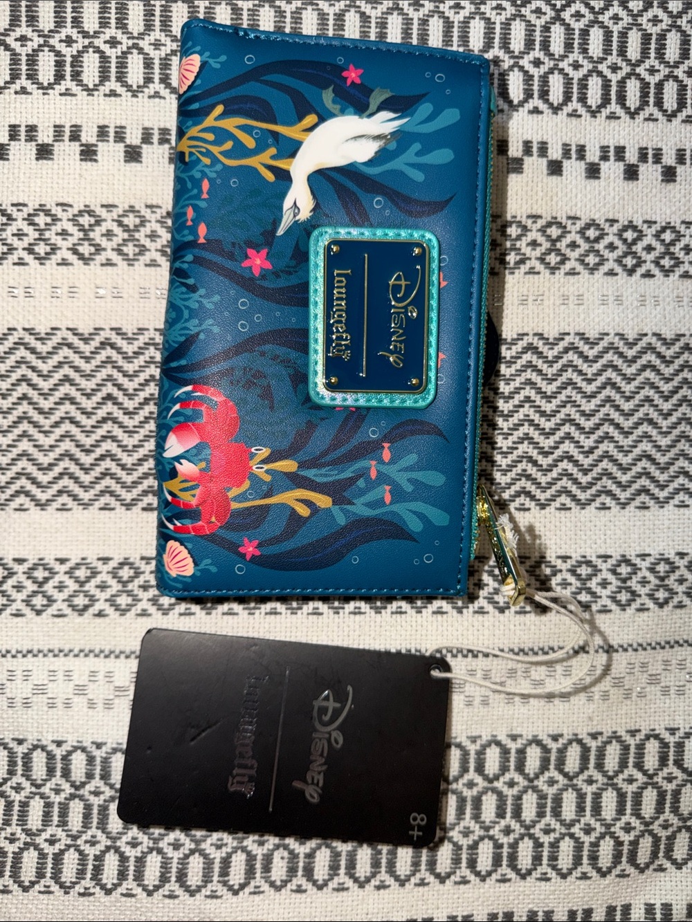 Loungefly Teal Disney The Little Mermaid Zip Around Wallet with Ocean Motif